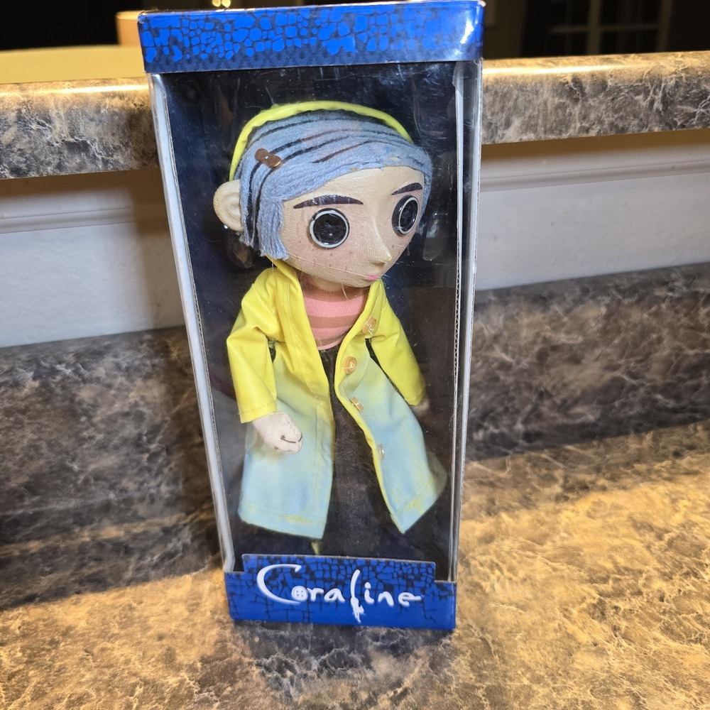 Neca Coraline Doll Prop Replica In Yellow Raincoat and Rain Boots 10" Figure New